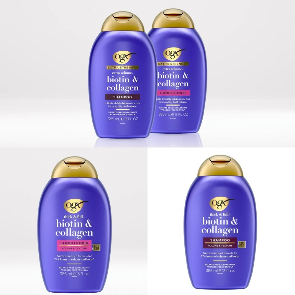 NWT OGX Biotin & Collagen Shampoo & Conditioner (2 Sets: 13 fl. oz. each)